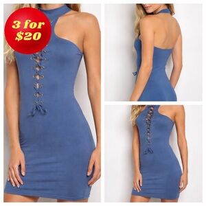 SJL Apparel Lace-Up Halter Dress